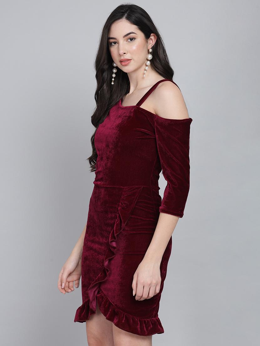 women solid asymmetric neck sheath dress - 22033471 - Standard Image - 3