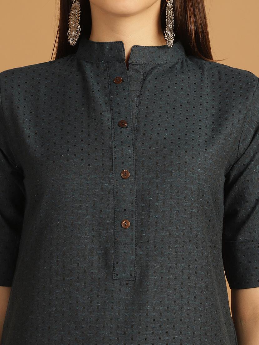 women self design roll up sleeve straight kurta - 22033473 - Standard Image - 5