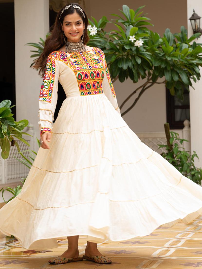 women embroidered long sleeve tiered ethnic dress - 22033582 - Zoom Image - 0