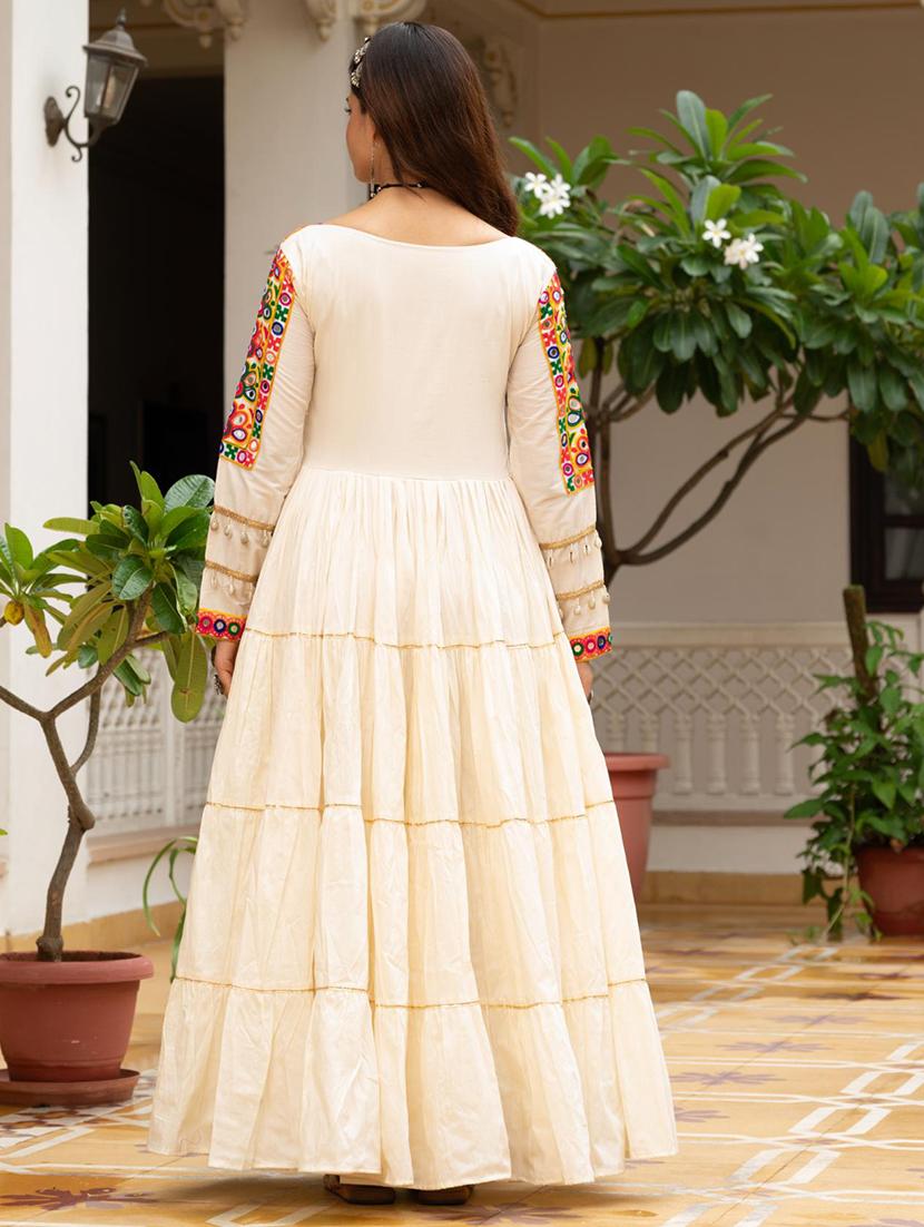 women embroidered long sleeve tiered ethnic dress - 22033582 - Standard Image - 3