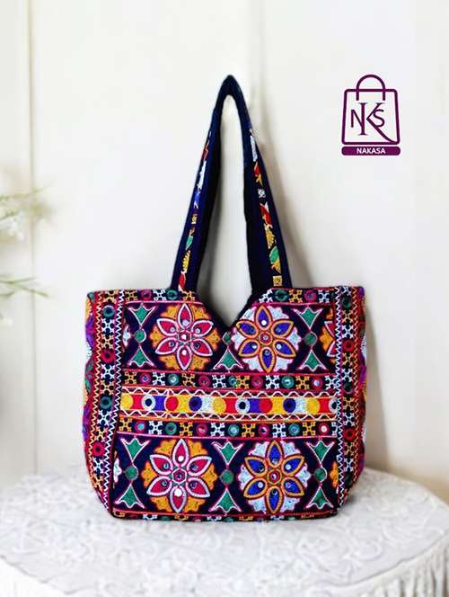 women embroidered with mirror work tote bag - 22033614 -  Standard Image - 0