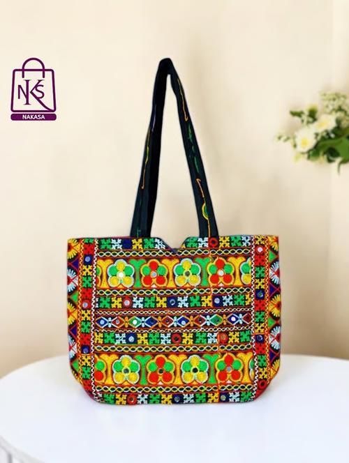embroidered double-sided handmade tote bag - 22033643 - Standard Image - 0