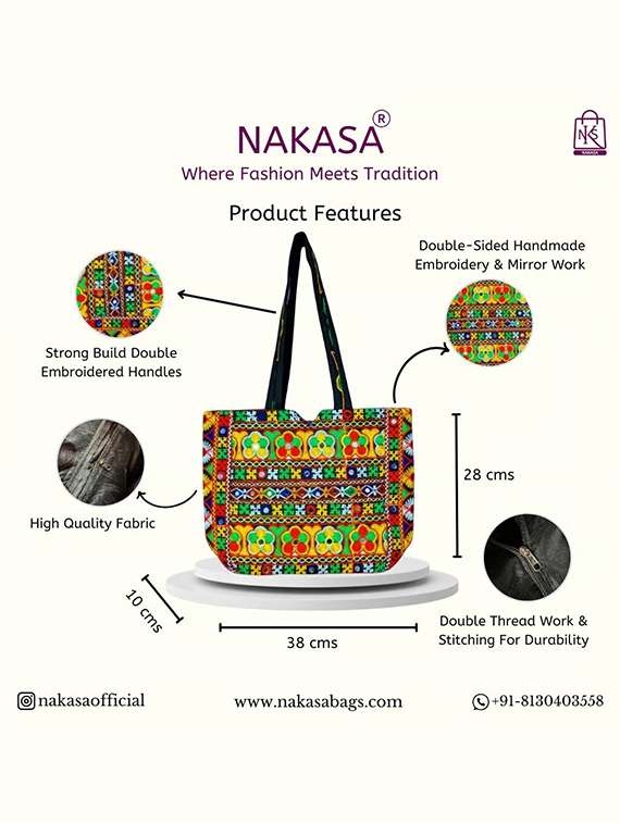 embroidered double-sided handmade tote bag - 22033643 - Standard Image - 3