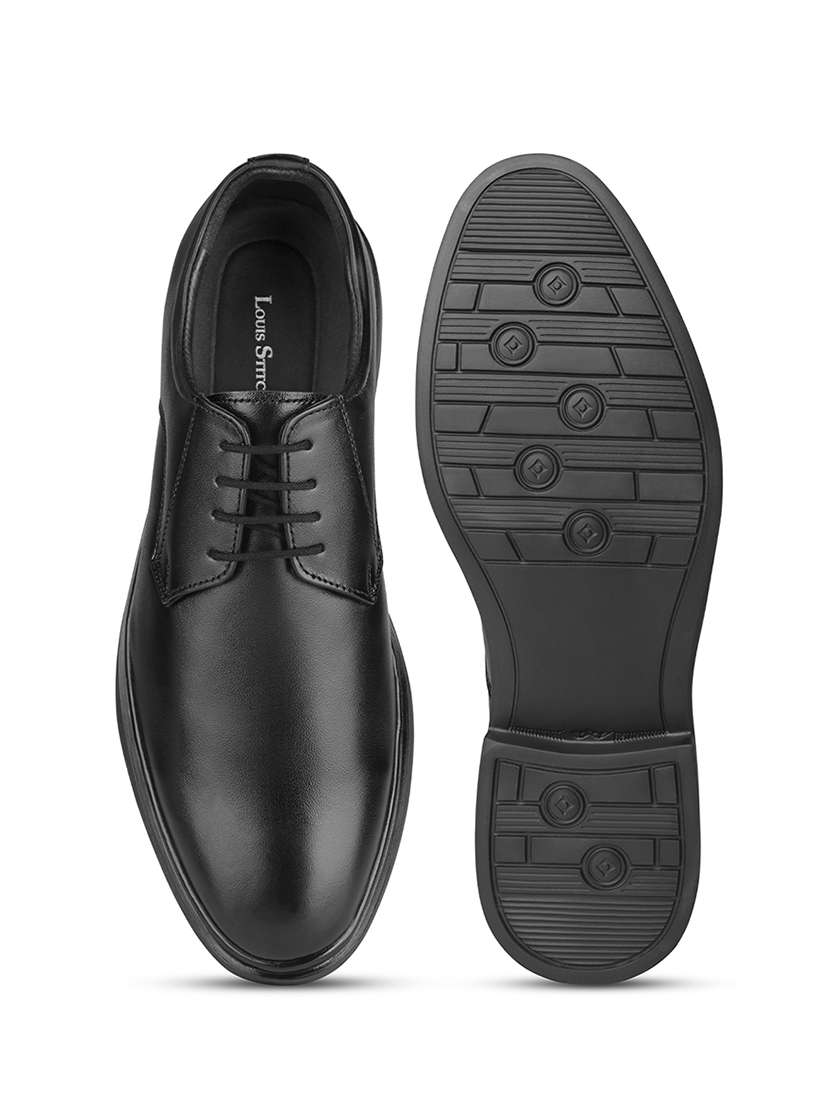 men solid black lace-up derby - 22033695 - Standard Image - 3