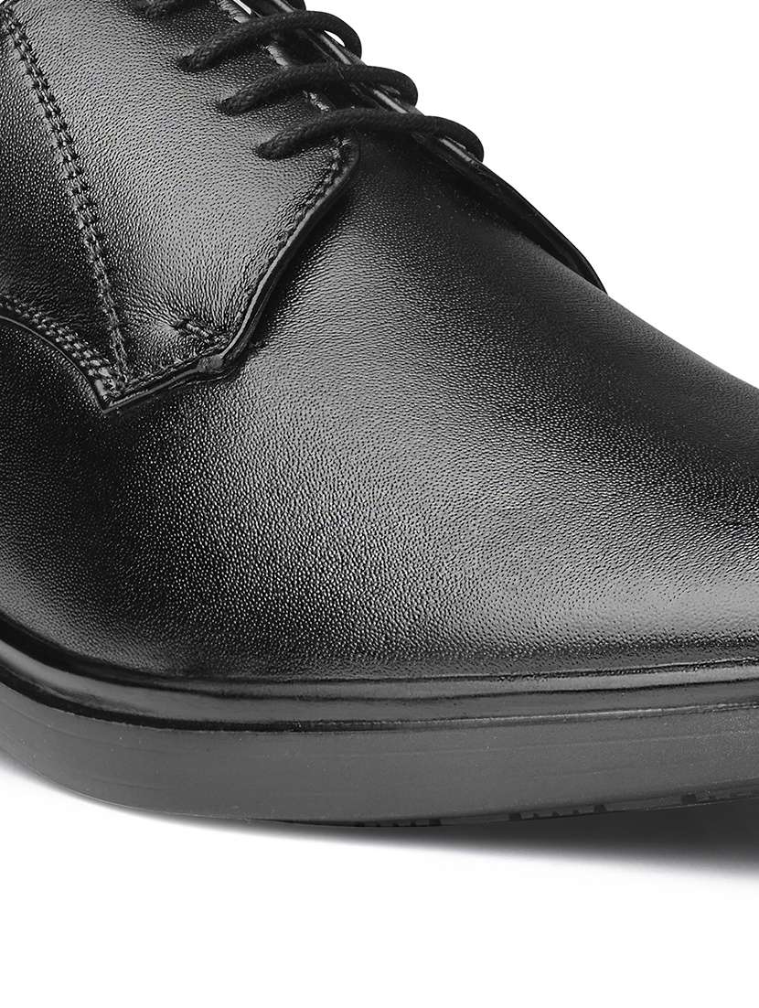 men solid black lace-up derby - 22033695 - Standard Image - 5