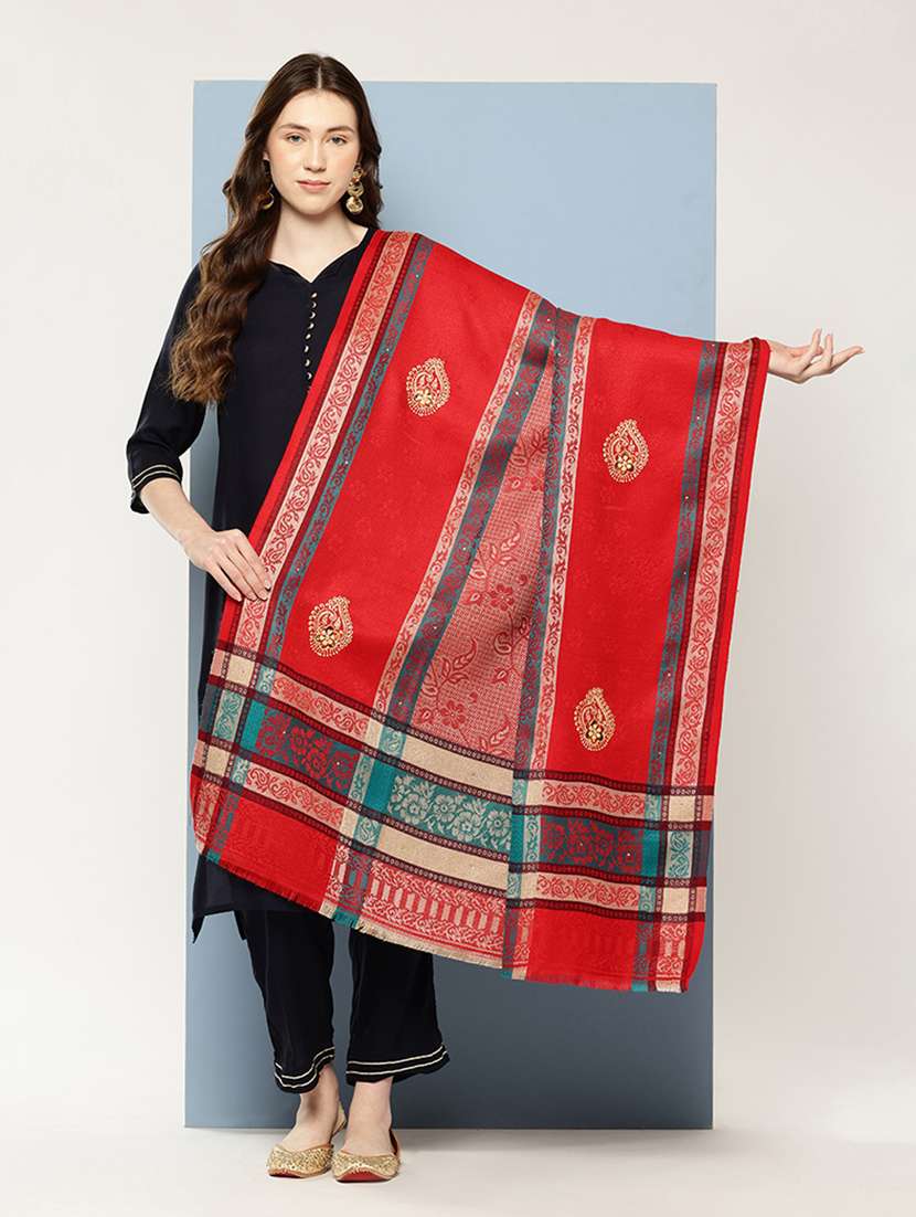 women self design reversible shawl - 22033702 -  Zoom Image - 0