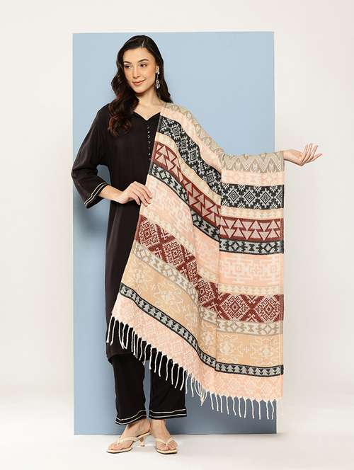 women self design reversible shawl - 22033714 -  Standard Image - 0