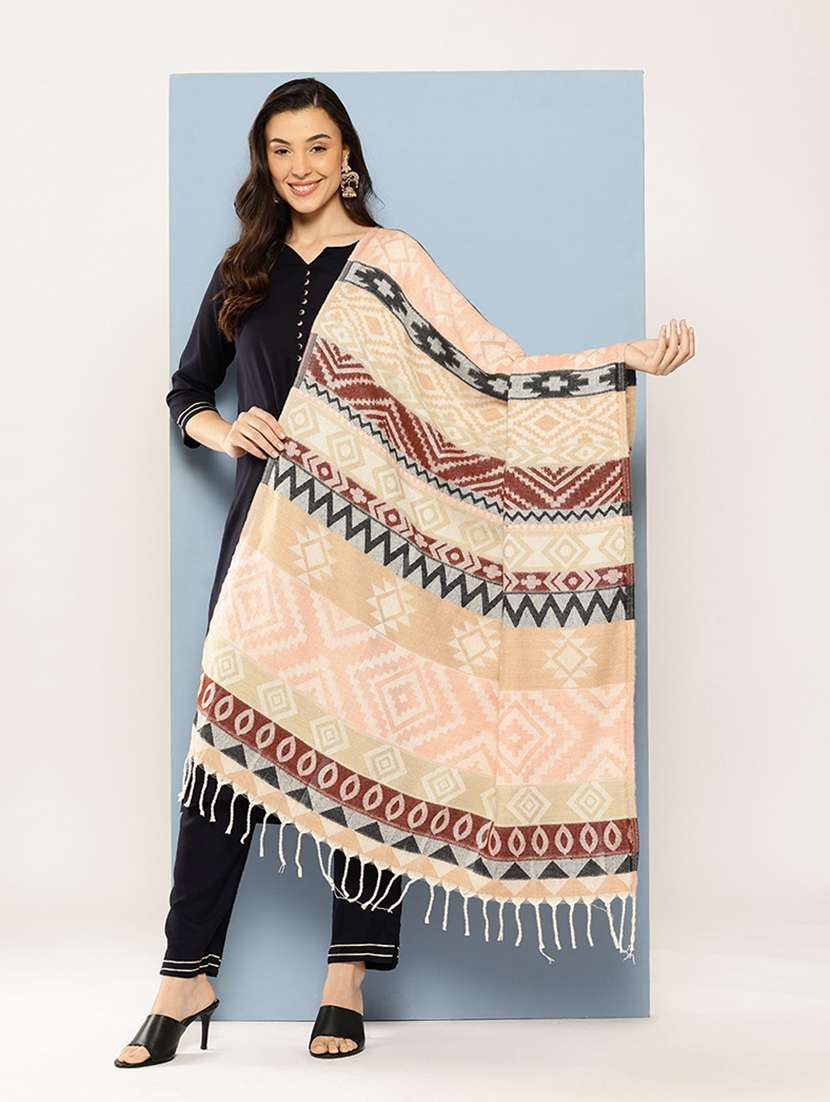 women self design reversible shawl