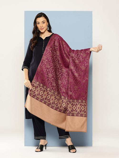 women self design reversible shawl - 22033733 - Standard Image - 0
