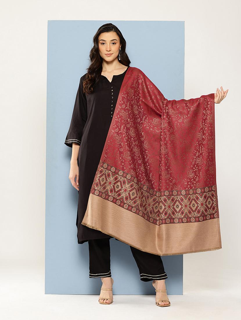 women self design reversible shawl - 22033734 -  Zoom Image - 0