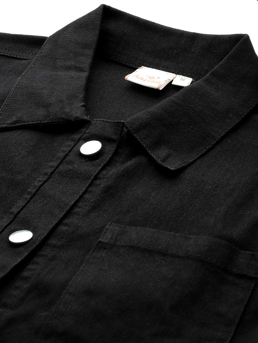 women solid long sleeve denim jacket - 22033738 -  Standard Image - 5