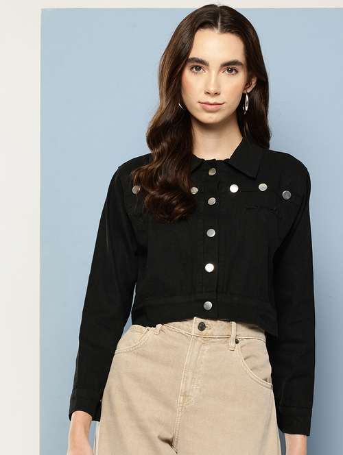 women solid long sleeve denim jacket - 22033740 -  Standard Image - 0