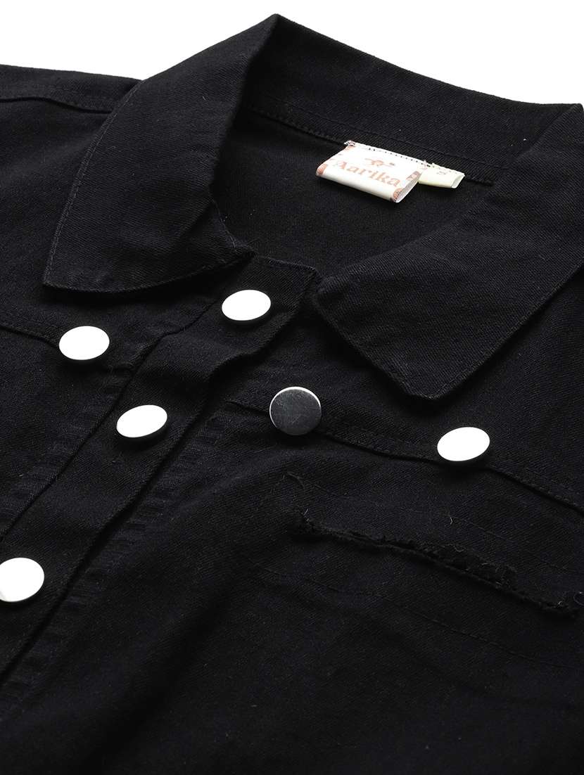 women solid long sleeve denim jacket - 22033740 -  Standard Image - 5