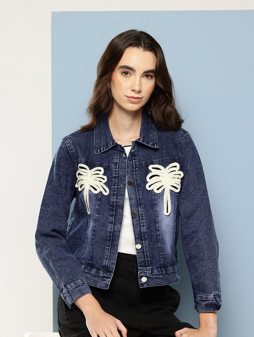 women solid with work long sleeve denim jacket - 22033745 - Zoom Image - 0