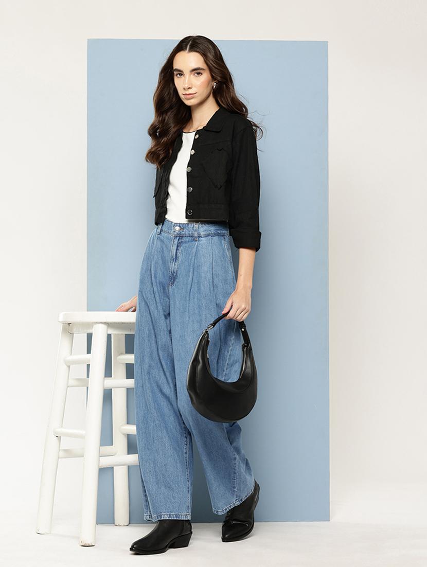 women solid long sleeve denim jacket - 22033746 - Standard Image - 3
