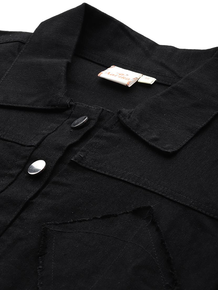 women solid long sleeve denim jacket - 22033746 - Standard Image - 5
