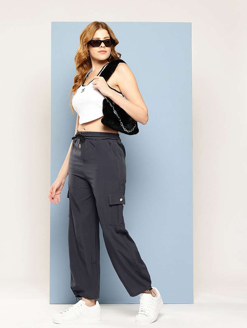 women solid mid rise relaxed fit cargo - 22033750 -  Standard Image - 3