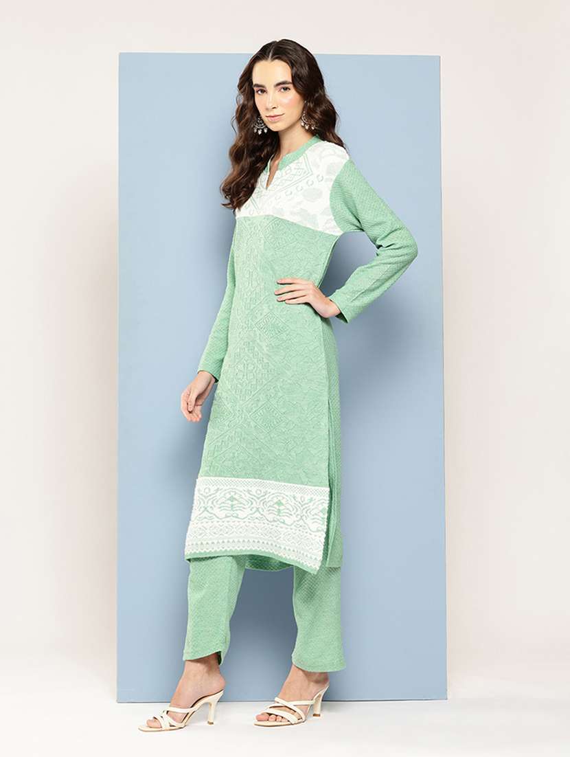 women self design long sleeve kurta pant with dupatta set - 22033756 -  Standard Image - 3