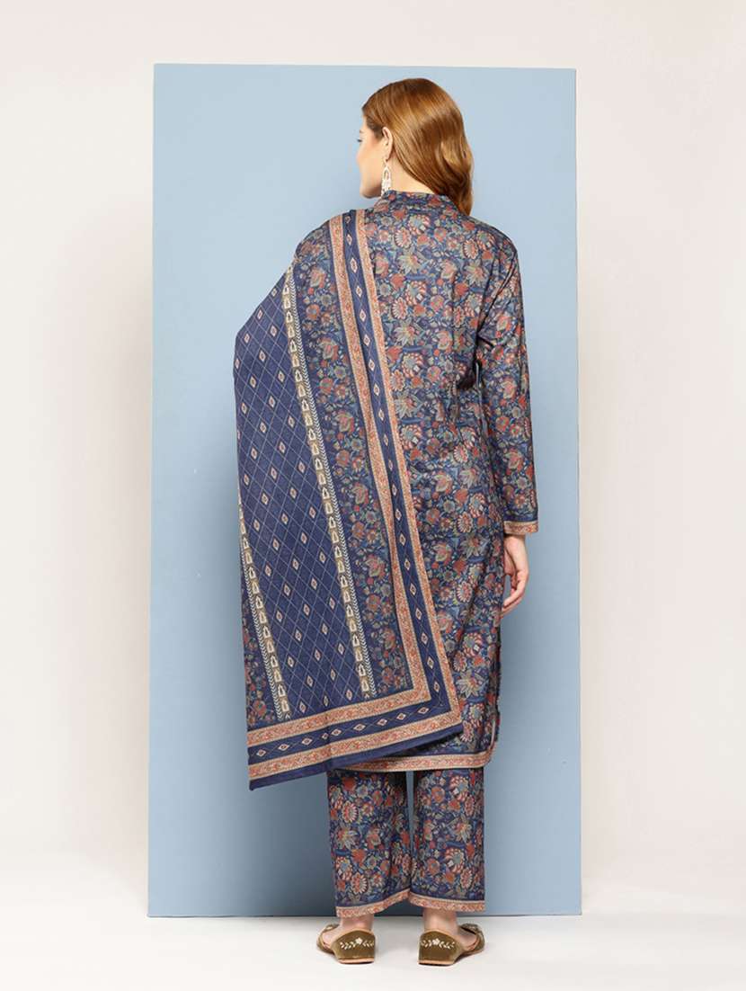 women self design long sleeve kurta pant with dupatta set - 22033762 -  Standard Image - 3