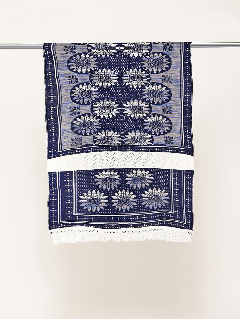 women self designed navy blue wool stole - 22033774 - Standard Image - 3