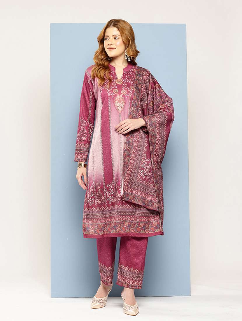 women self design long sleeve kurta pant with dupatta set - 22033778 -  Zoom Image - 0