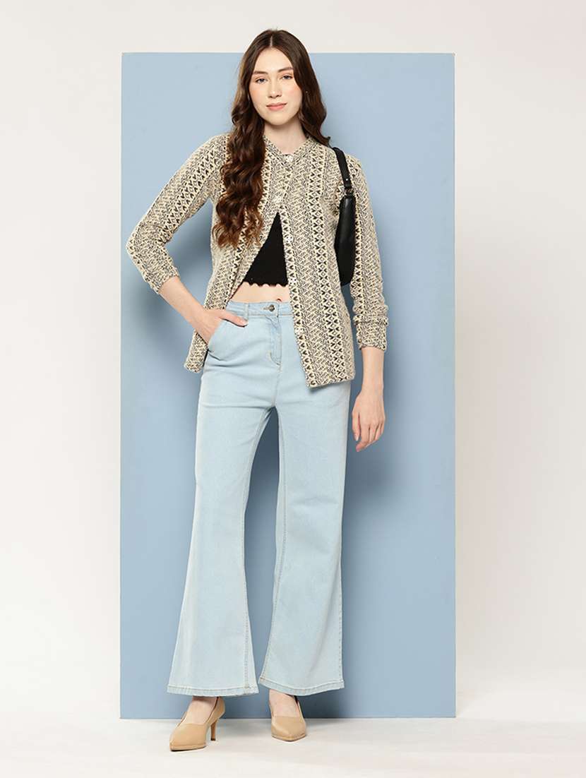 women self design long sleeve cardigan - 22033780 -  Standard Image - 3