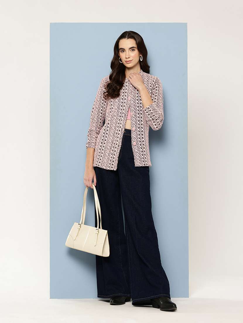 women self design long sleeve cardigan - 22033782 -  Standard Image - 3