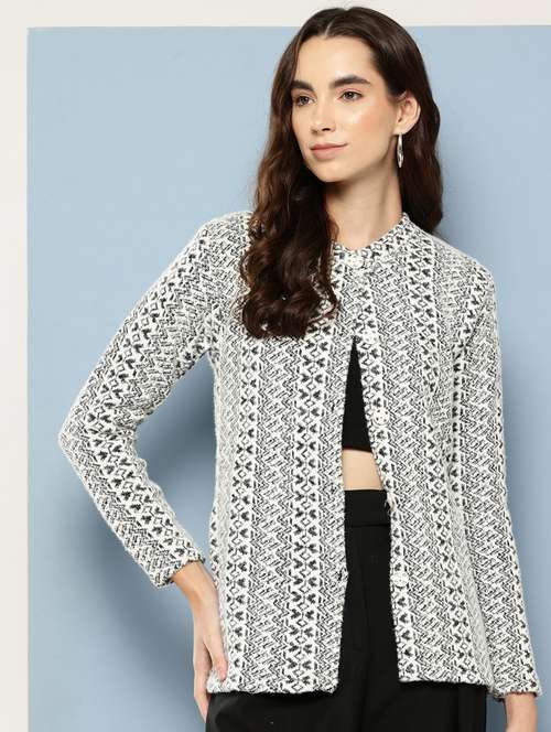 women self design long sleeve cardigan - 22033784 -  Standard Image - 0