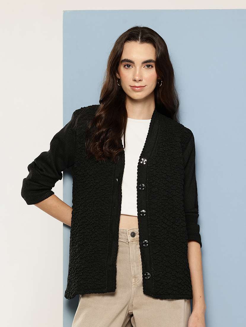 women self design long sleeve cardigan