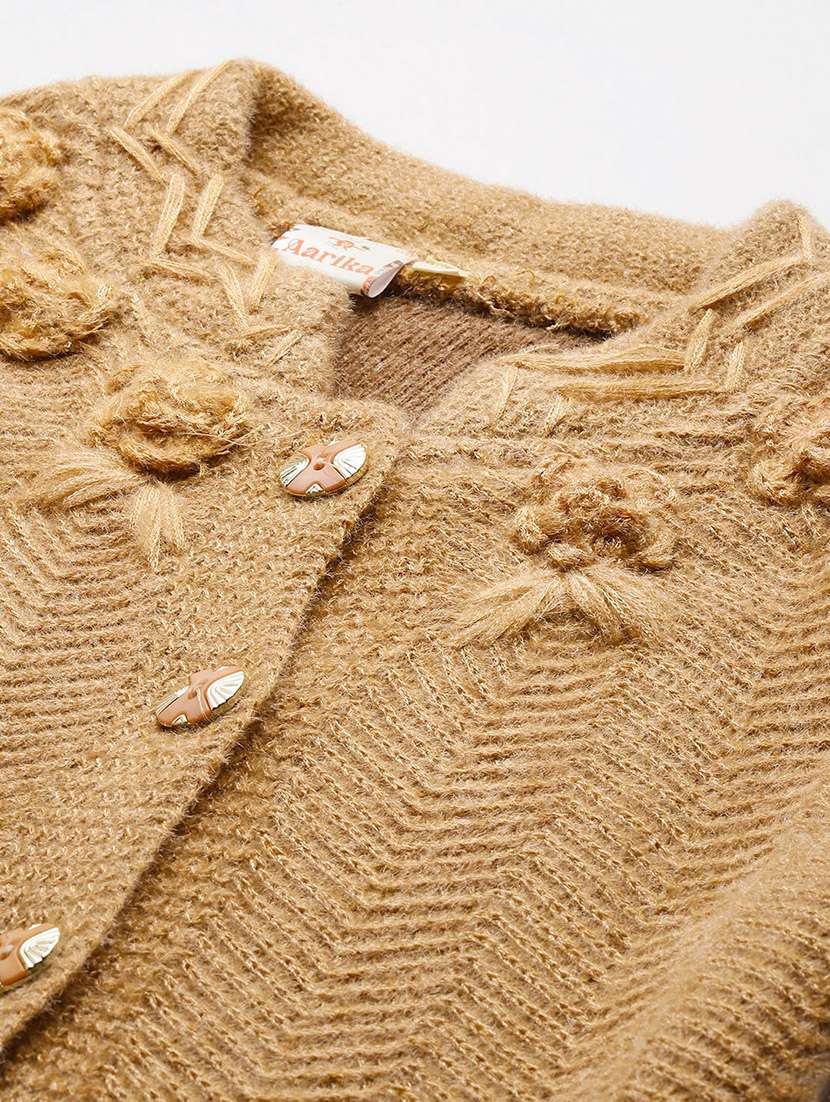 women self design long sleeve cardigan - 22033793 -  Standard Image - 3