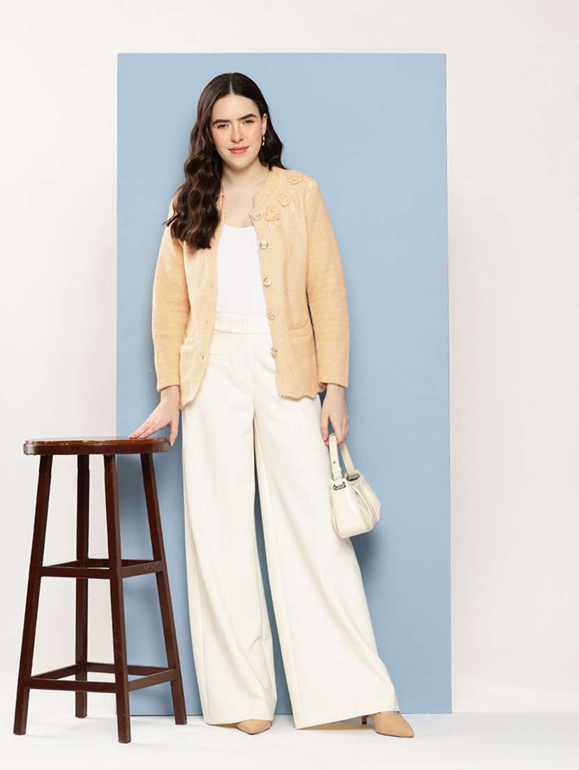 women self design long sleeve cardigan - 22033794 -  Standard Image - 3