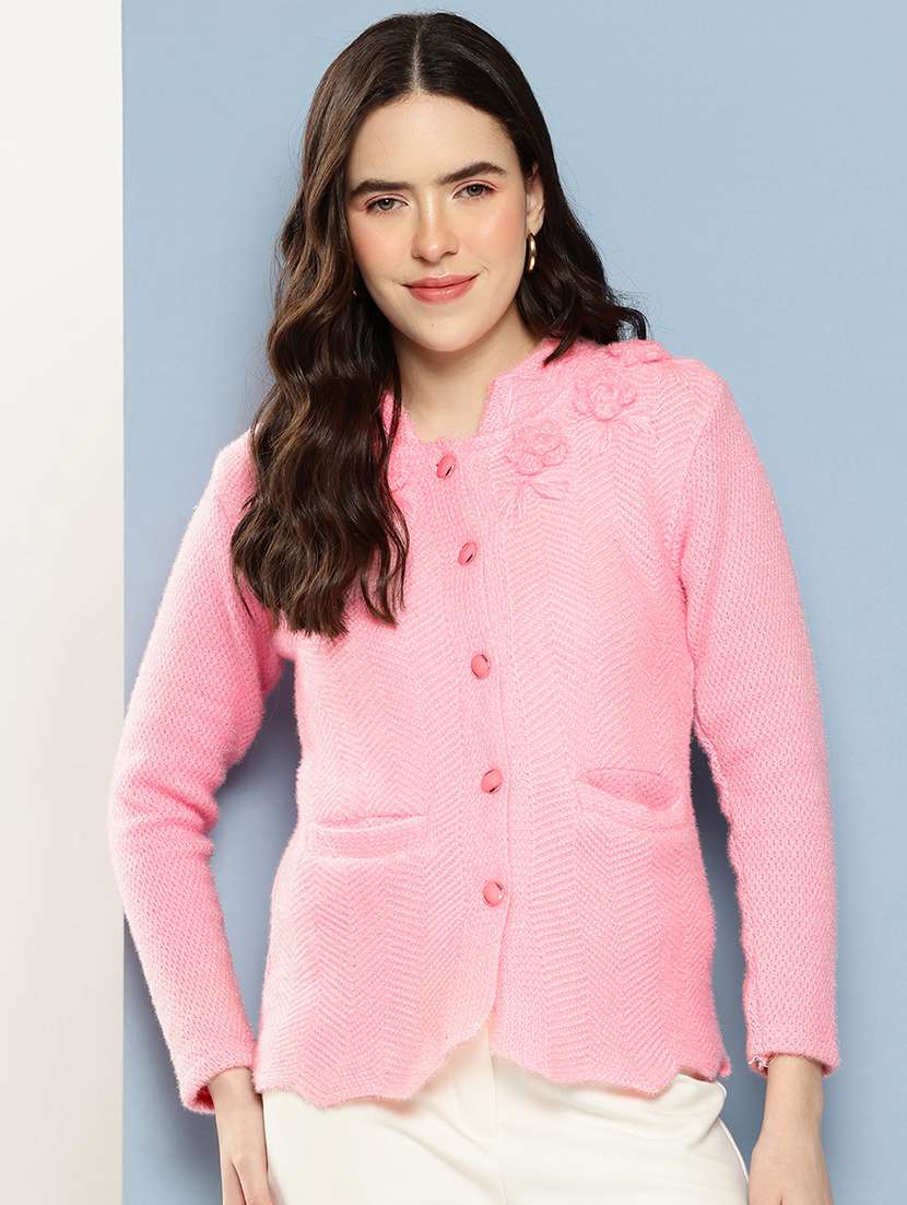 women self design long sleeve cardigan