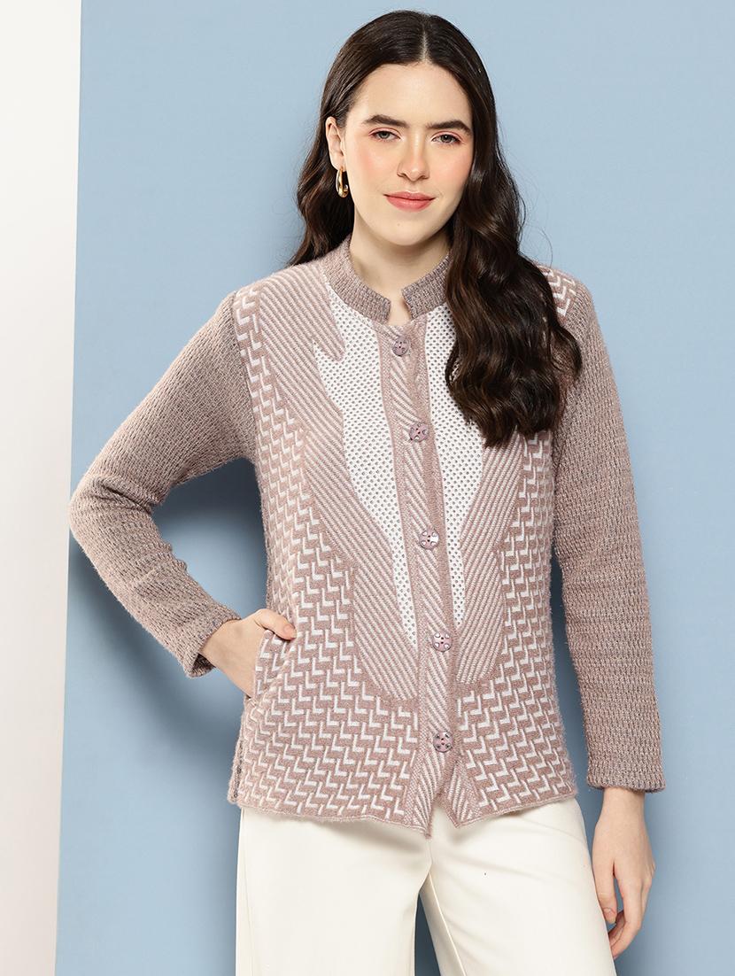 women self design long sleeve cardigan - 22033797 - Zoom Image - 0