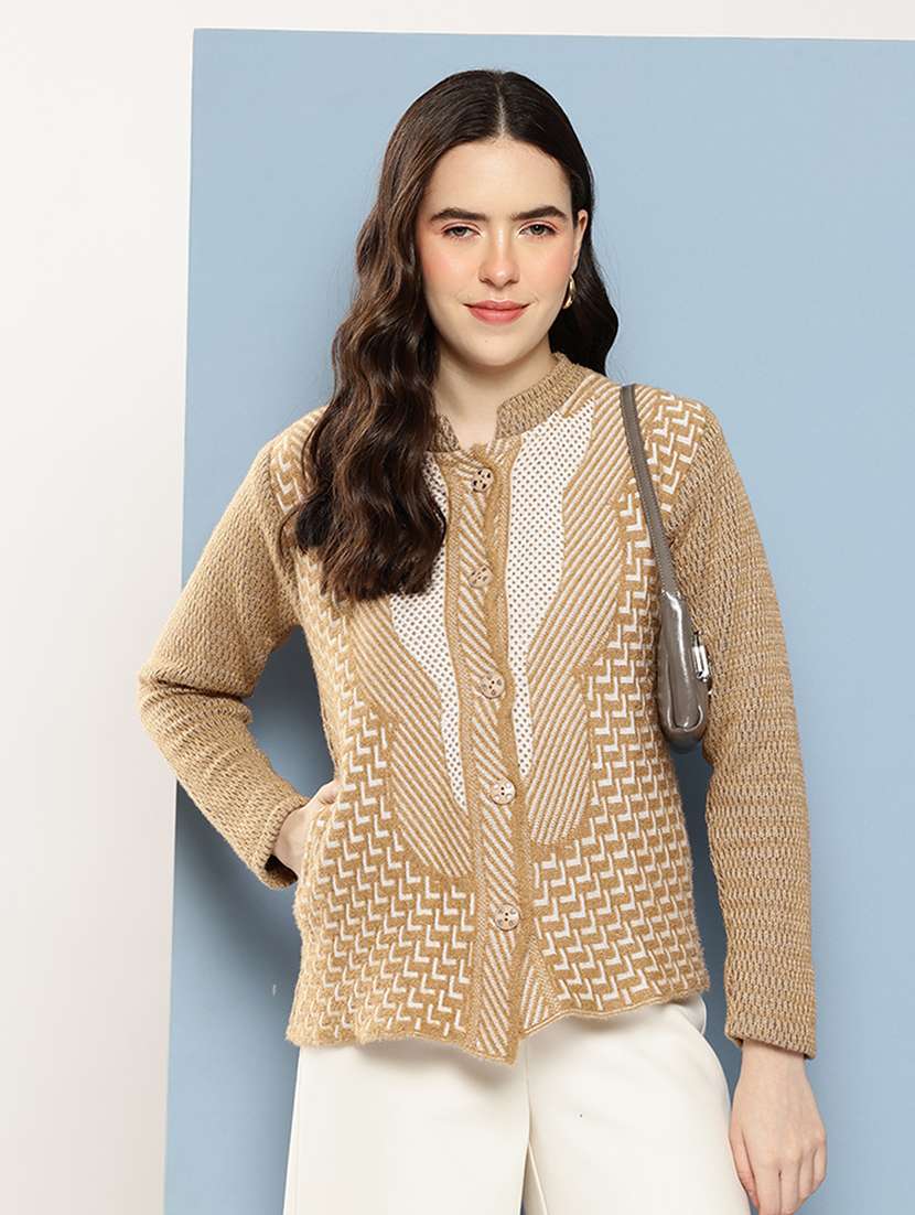 women self design long sleeve cardigan