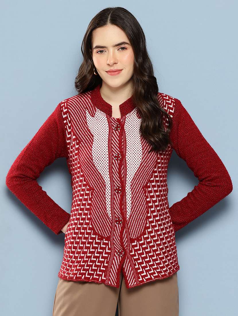 women self design long sleeve cardigan