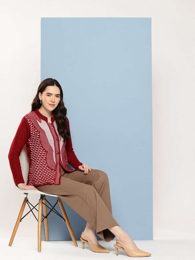 women self design long sleeve cardigan - 22033801 -  Standard Image - 3