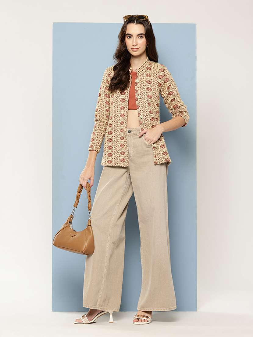 women self design long sleeve cardigan - 22033804 -  Standard Image - 3