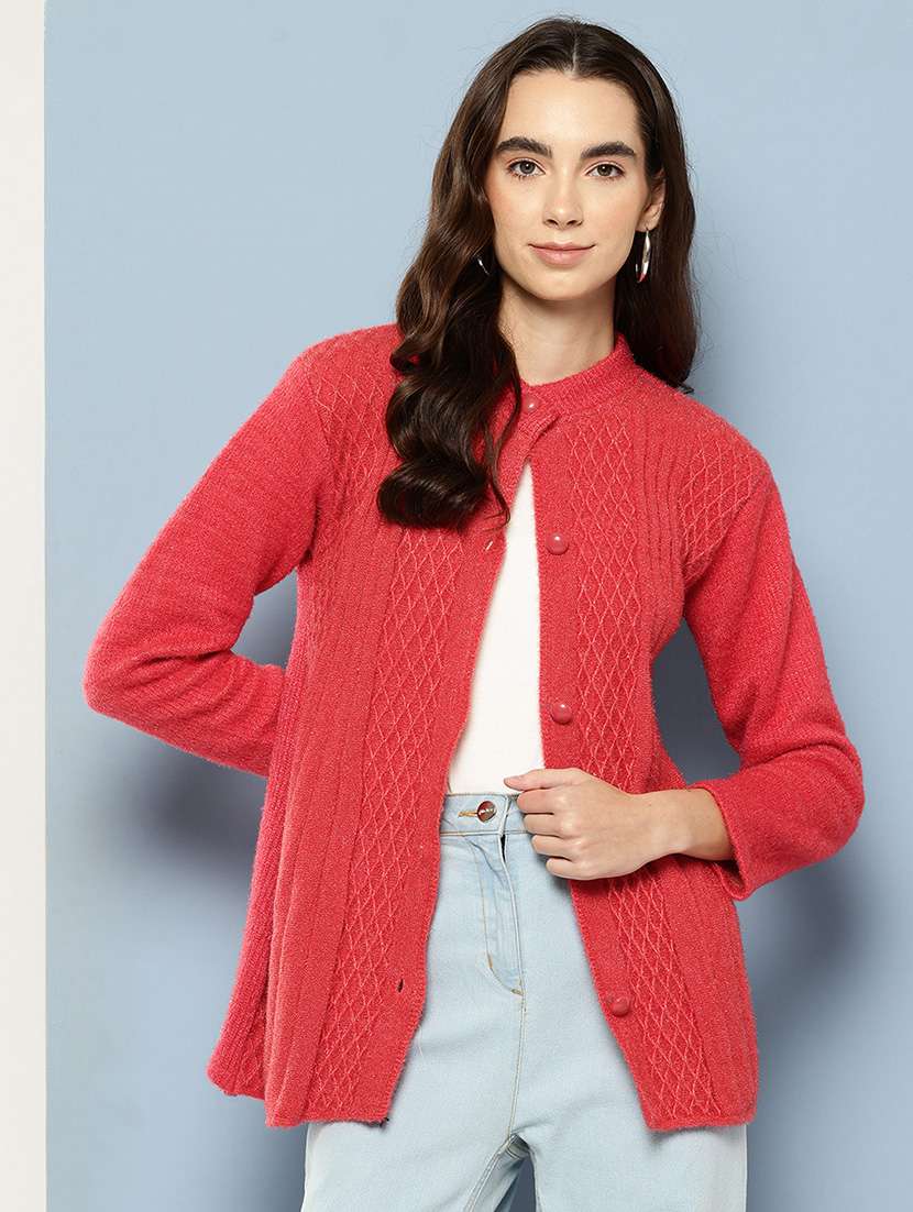 women self design long sleeve cardigan