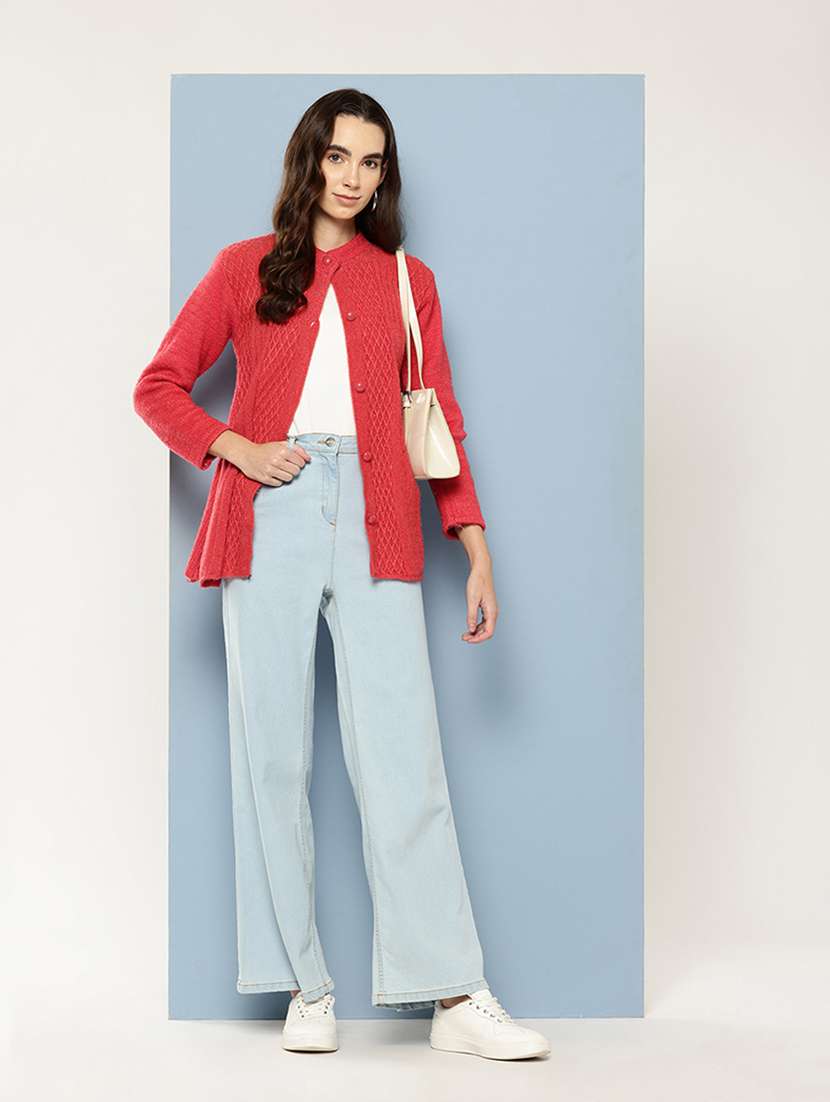 women self design long sleeve cardigan - 22033809 -  Standard Image - 3