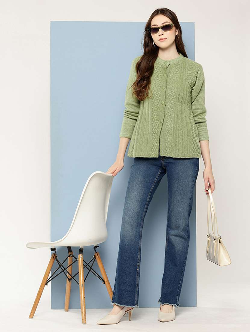 women self design long sleeve cardigan - 22033811 -  Standard Image - 3