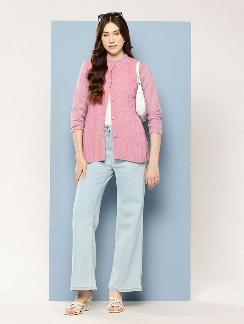 women self design long sleeve cardigan - 22033813 -  Standard Image - 3