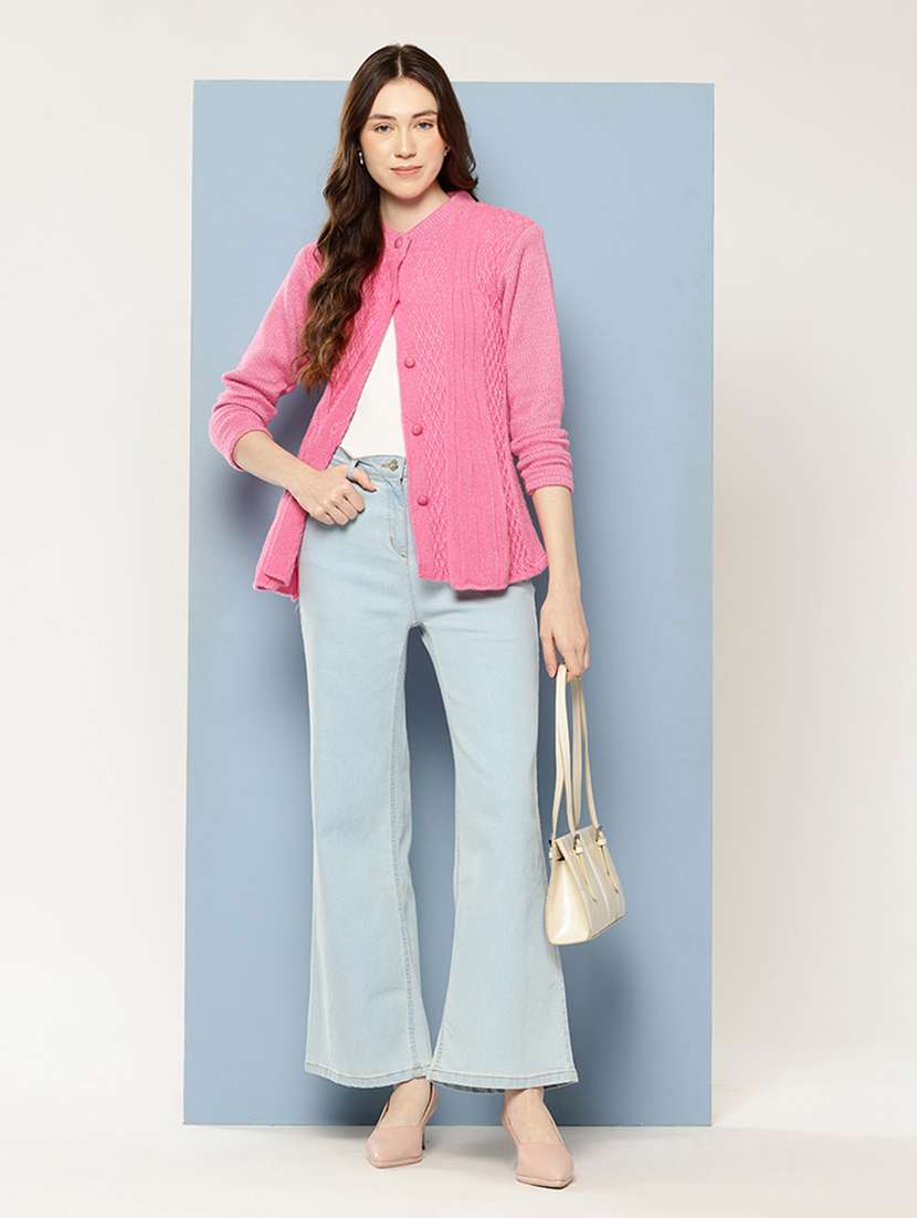 women self design long sleeve cardigan - 22033814 -  Standard Image - 3