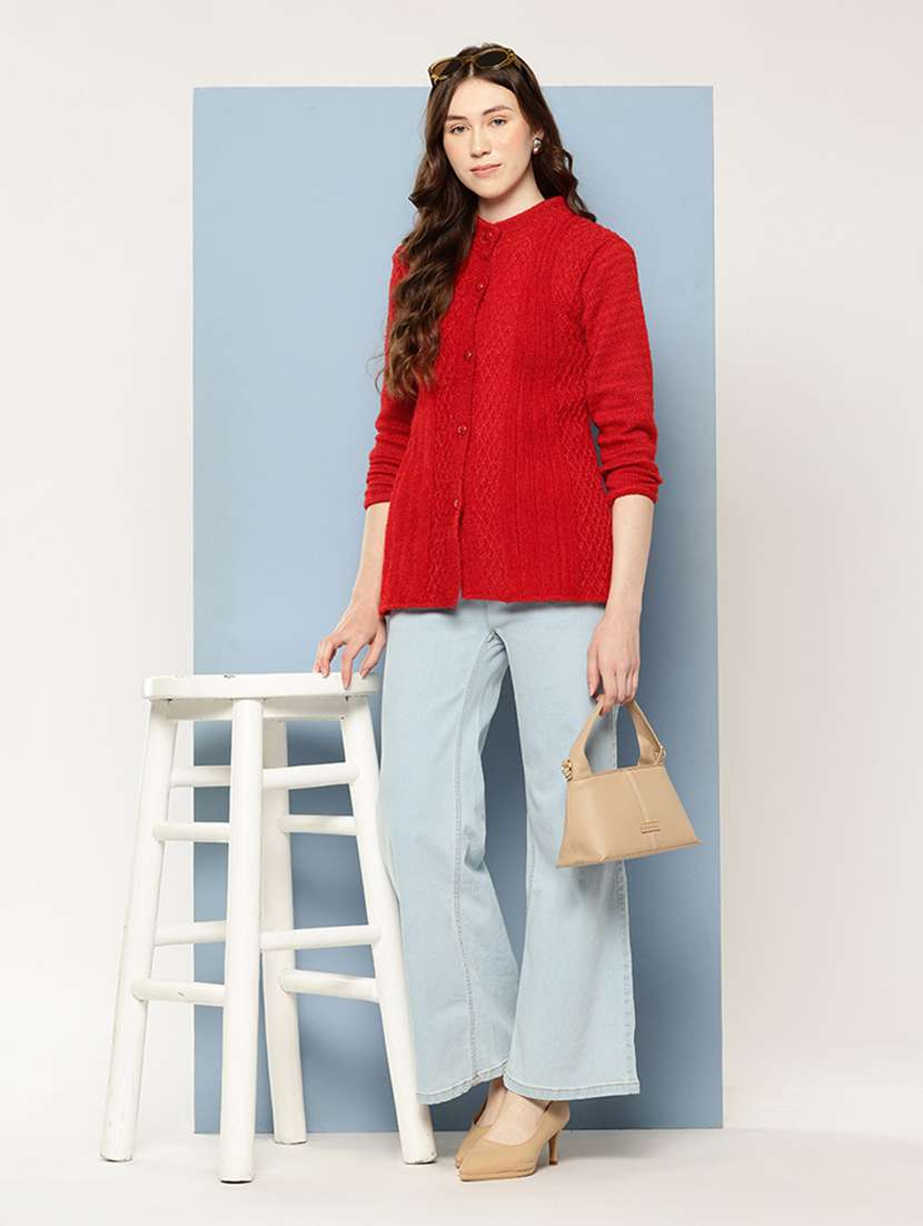 women self design long sleeve cardigan - 22033815 -  Standard Image - 3