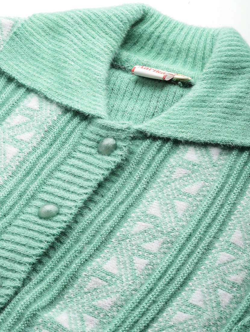 women self design long sleeve cardigan - 22033816 -  Standard Image - 3