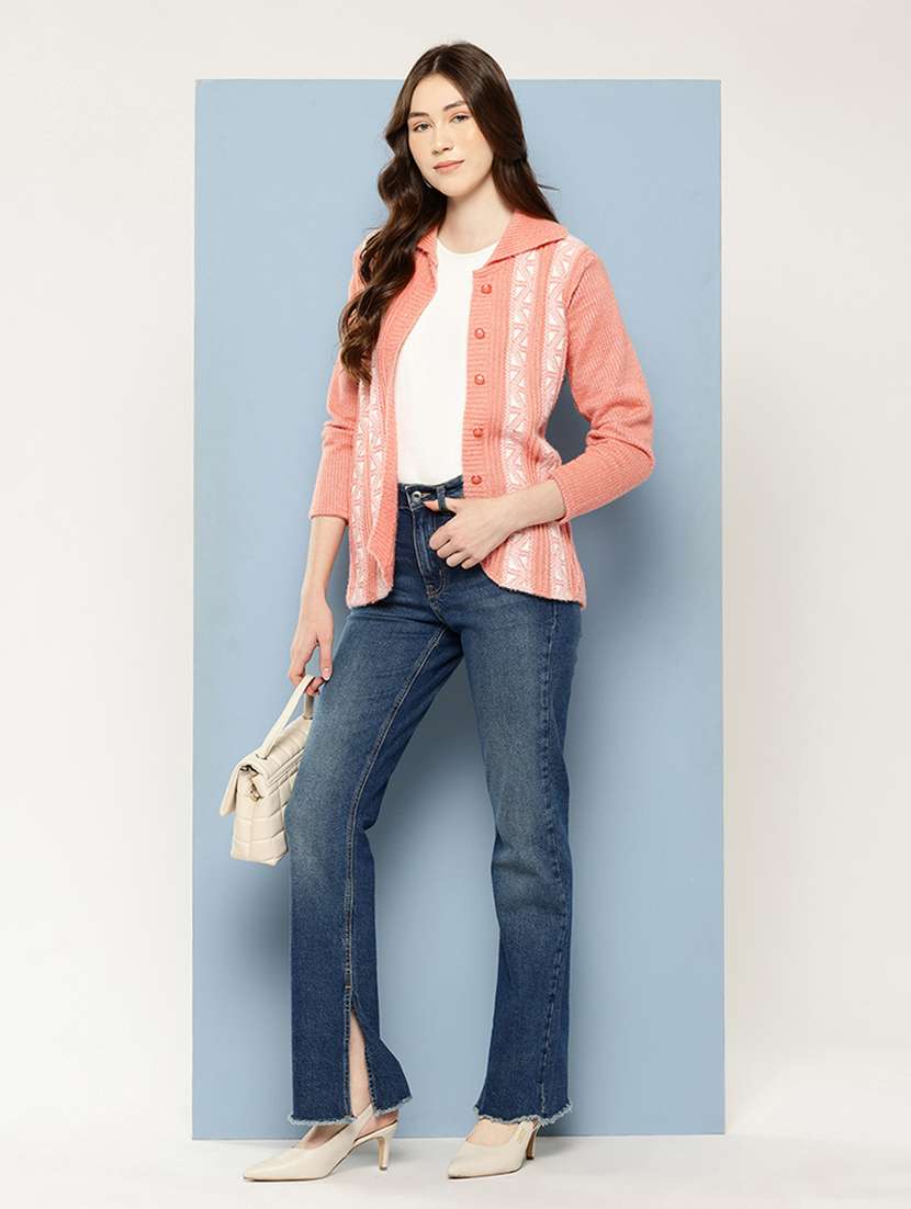 women self design long sleeve cardigan - 22033817 -  Standard Image - 3