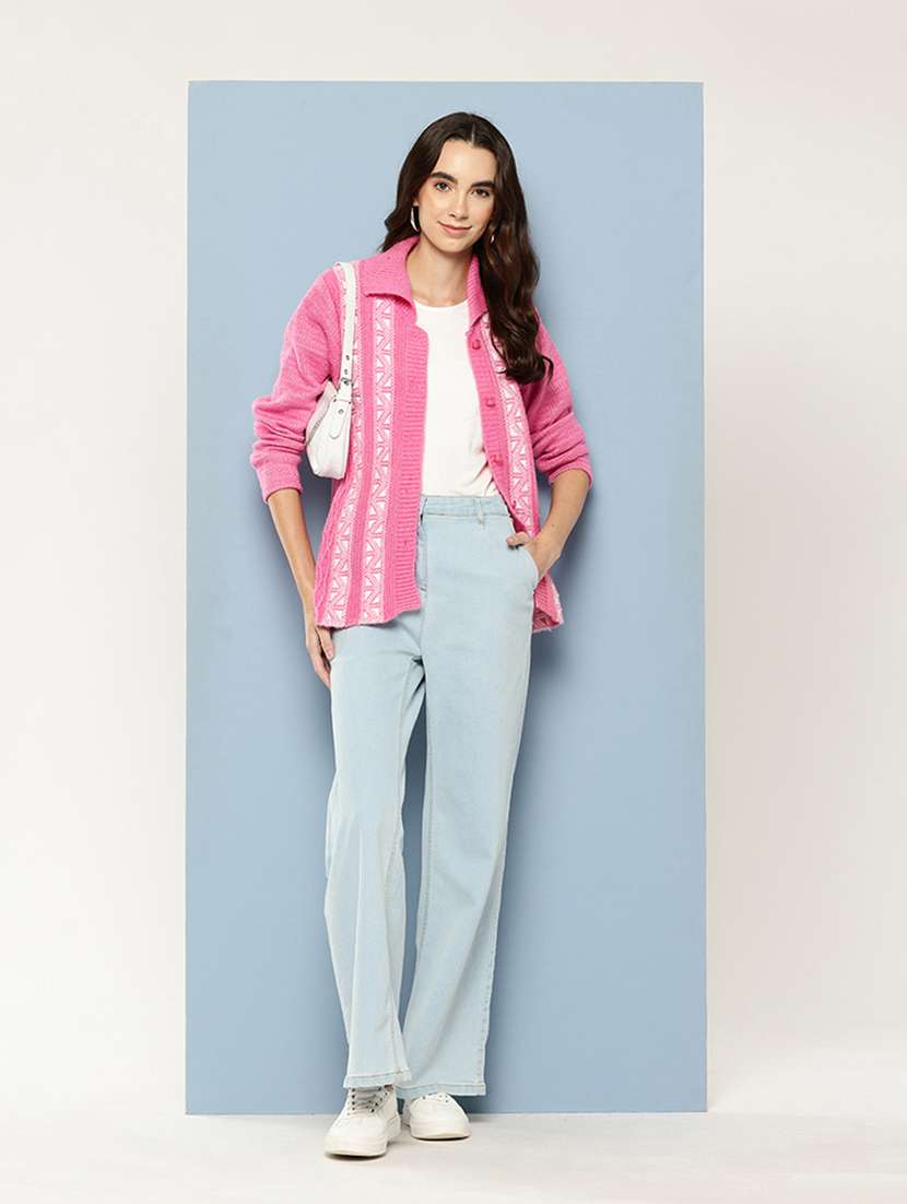 women self design long sleeve cardigan - 22033818 -  Standard Image - 3