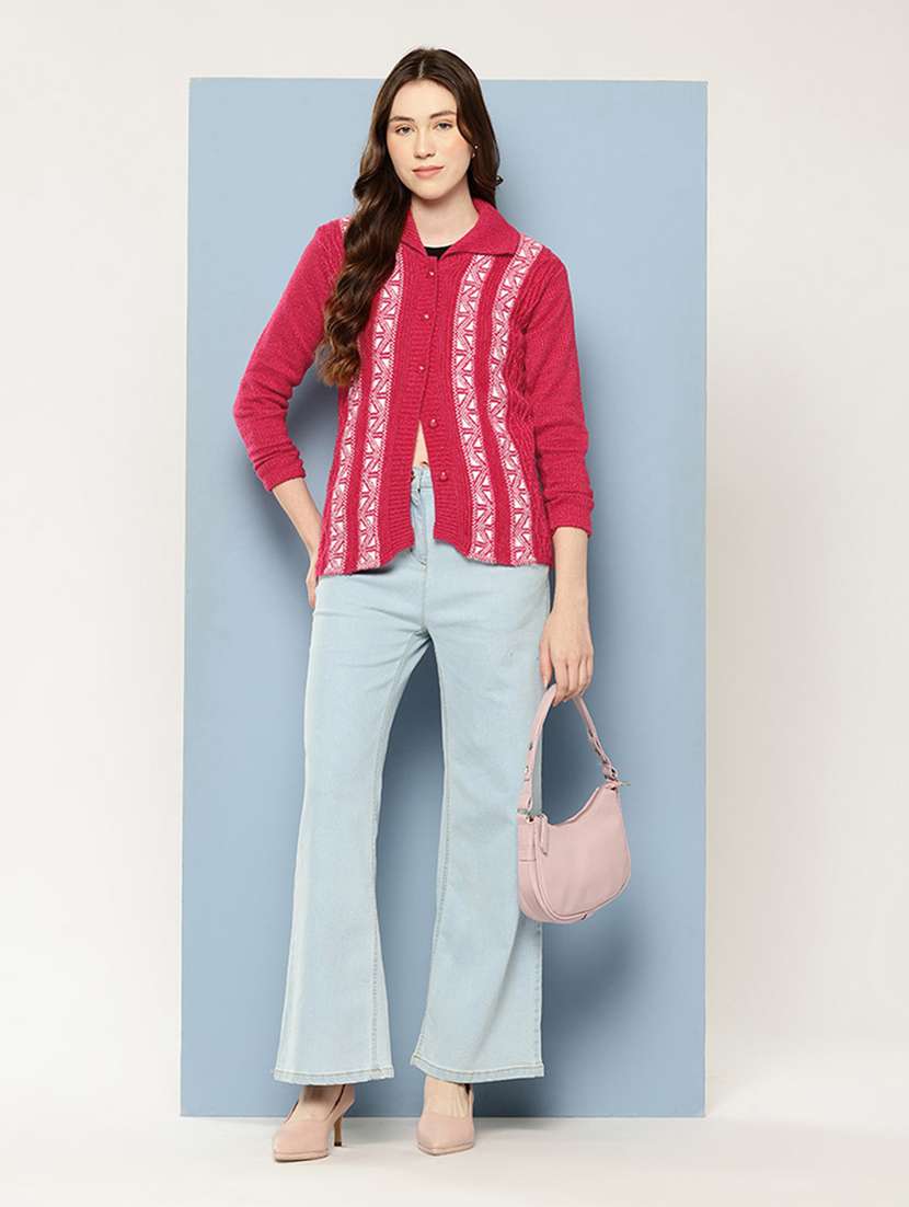 women self design long sleeve cardigan - 22033819 -  Standard Image - 3