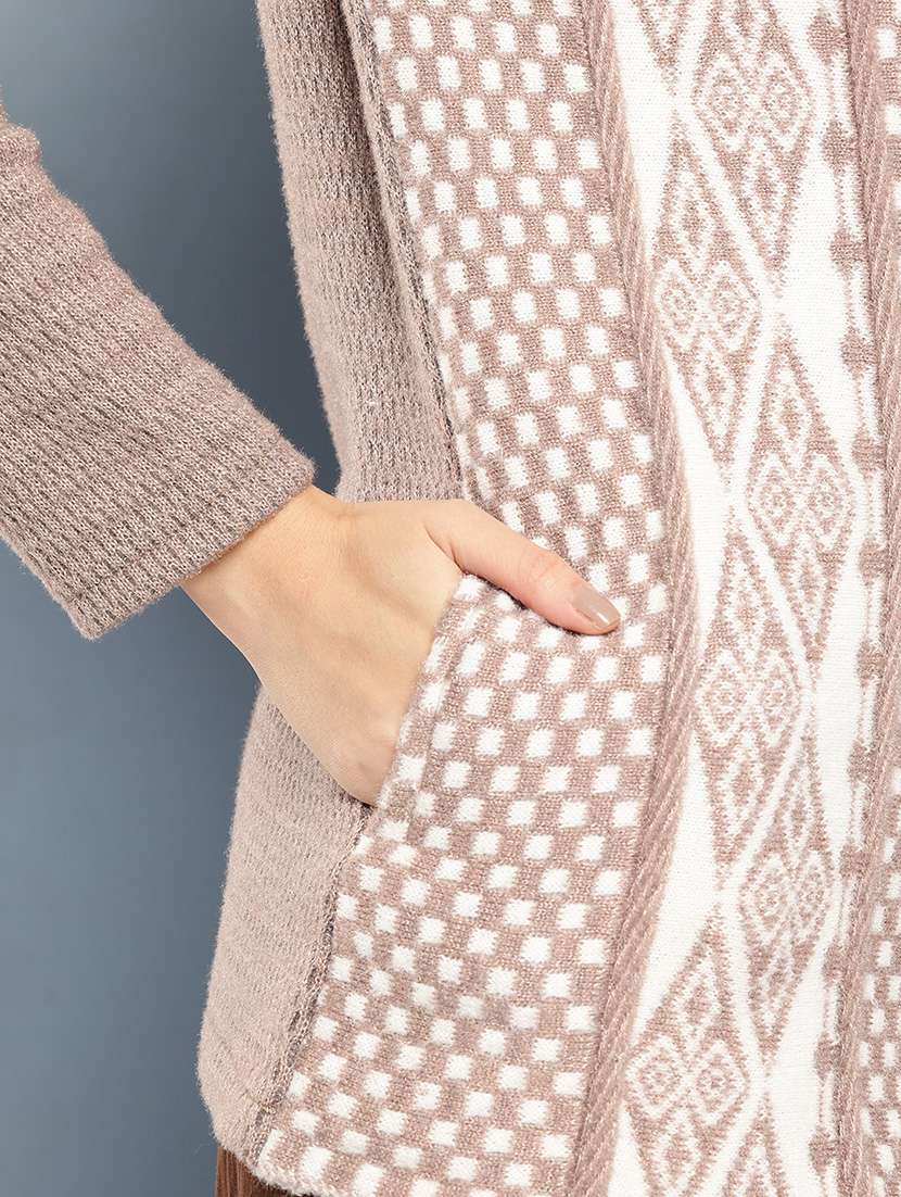 women self design long sleeve cardigan - 22033820 -  Standard Image - 5