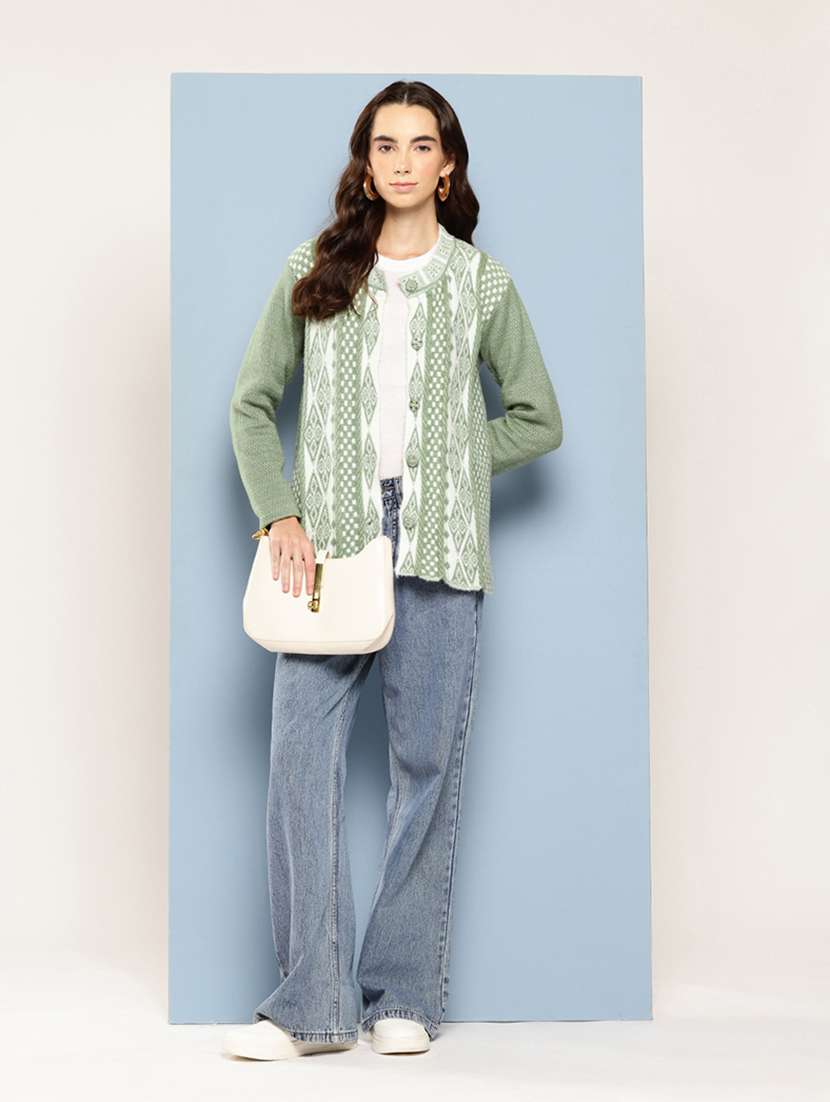 women self design long sleeve cardigan - 22033823 -  Standard Image - 3