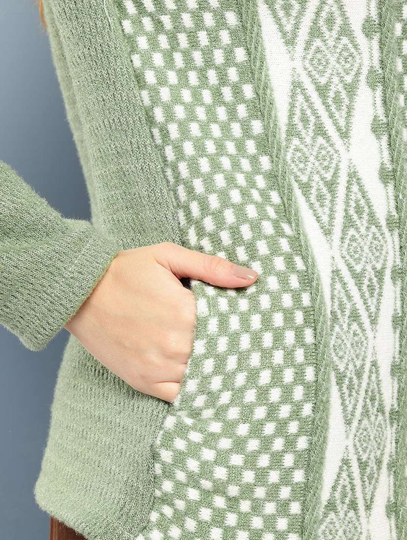 women self design long sleeve cardigan - 22033823 -  Standard Image - 5